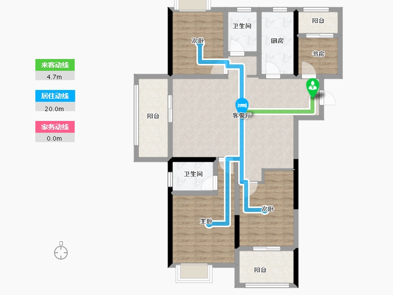 湖北省-仙桃市-康湾一品二期·康湾熙岸-103.54-户型库-动静线