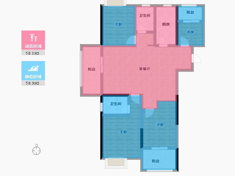 湖北省-仙桃市-康湾一品二期·康湾熙岸-103.54-户型库-动静分区