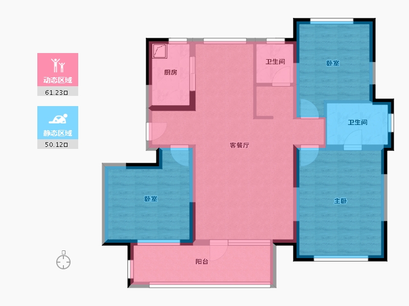 辽宁省-鞍山市-爱家华府-98.66-户型库-动静分区