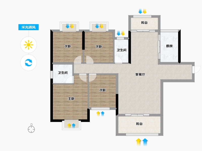 湖南省-邵阳市-龙熙府邸-116.23-户型库-采光通风