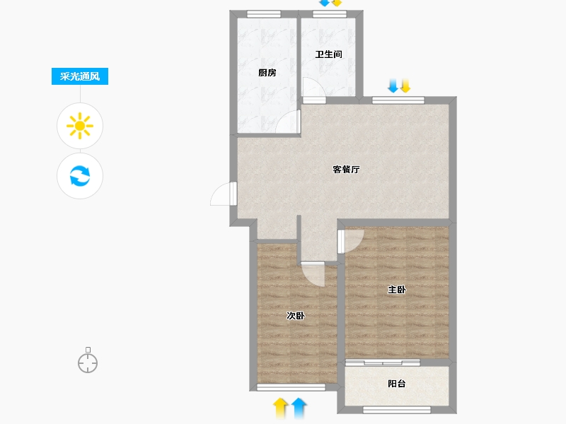 山东省-济宁市-水韵城-73.37-户型库-采光通风