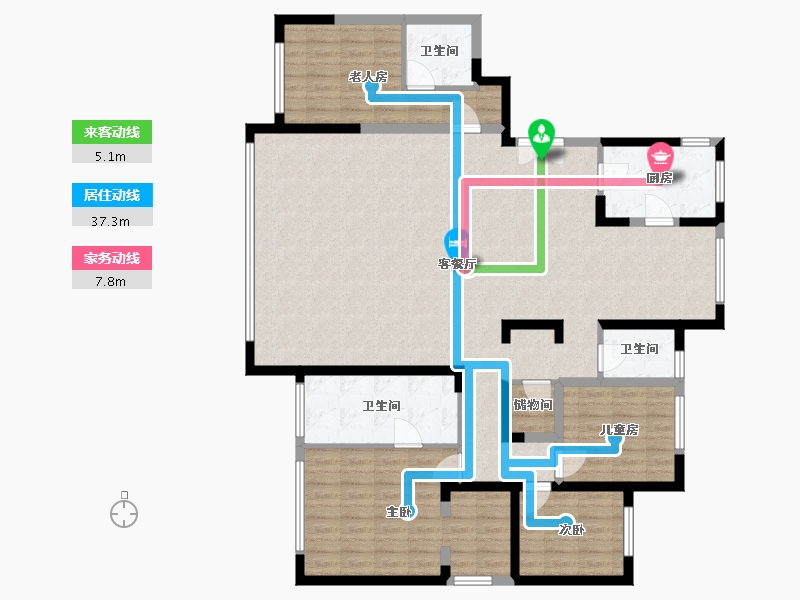 内蒙古自治区-呼和浩特市-融创瀚海壹號-148.00-户型库-动静线