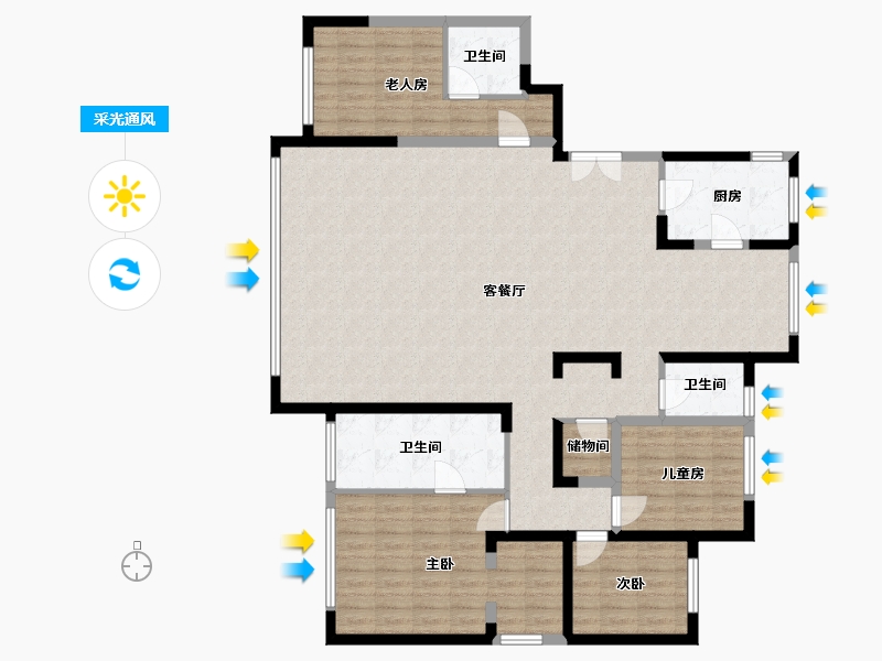 内蒙古自治区-呼和浩特市-融创瀚海壹號-148.00-户型库-采光通风