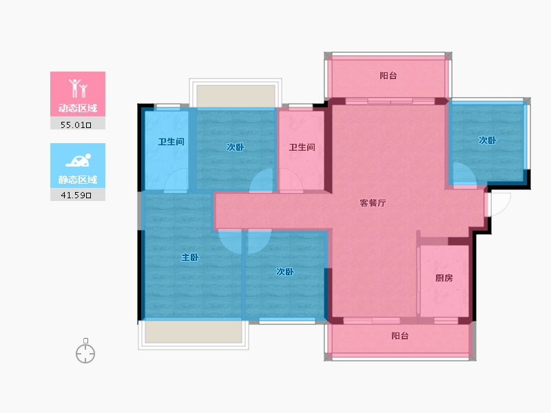 广西壮族自治区-贵港市-贵港雅庭-85.88-户型库-动静分区