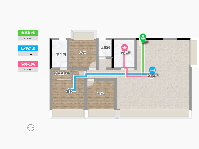 海南省-三亚市-万科海上大都会左岸住宅-107.31-户型库-动静线