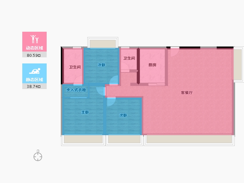 海南省-三亚市-万科海上大都会左岸住宅-107.31-户型库-动静分区