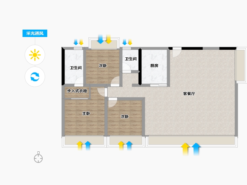 海南省-三亚市-万科海上大都会左岸住宅-107.31-户型库-采光通风