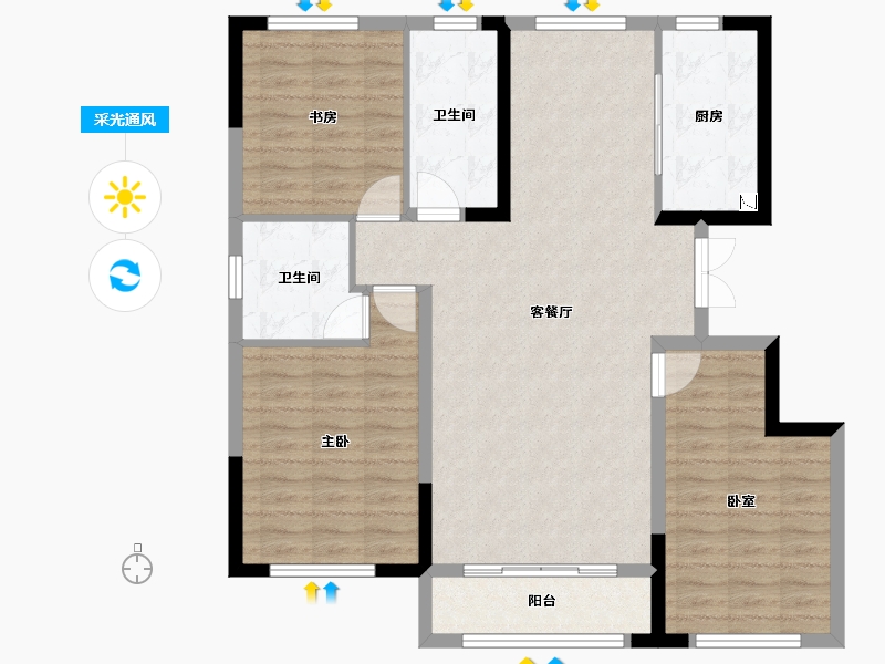 内蒙古自治区-呼和浩特市-至诚金融世家-98.67-户型库-采光通风