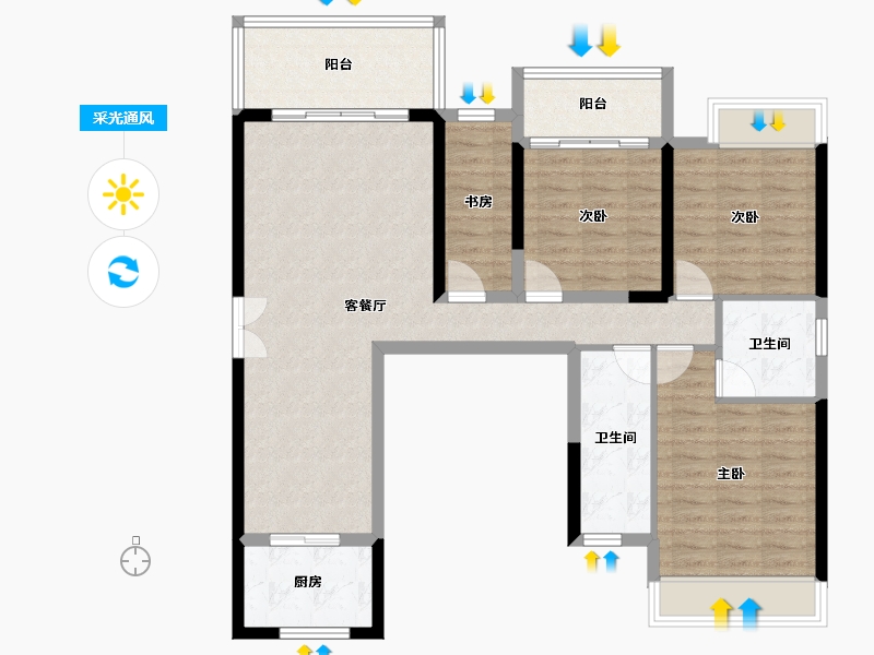 湖南省-株洲市-建宸大院-102.69-户型库-采光通风