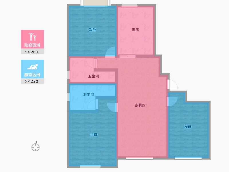 黑龙江省-七台河市-宝泰华府-99.14-户型库-动静分区