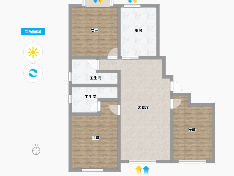 黑龙江省-七台河市-宝泰华府-99.14-户型库-采光通风