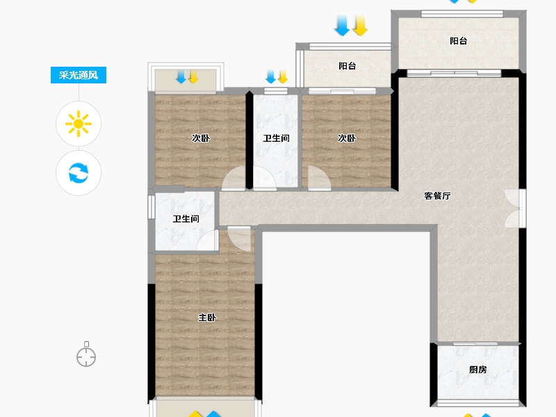 湖南省-株洲市-建宸大院-100.86-户型库-采光通风