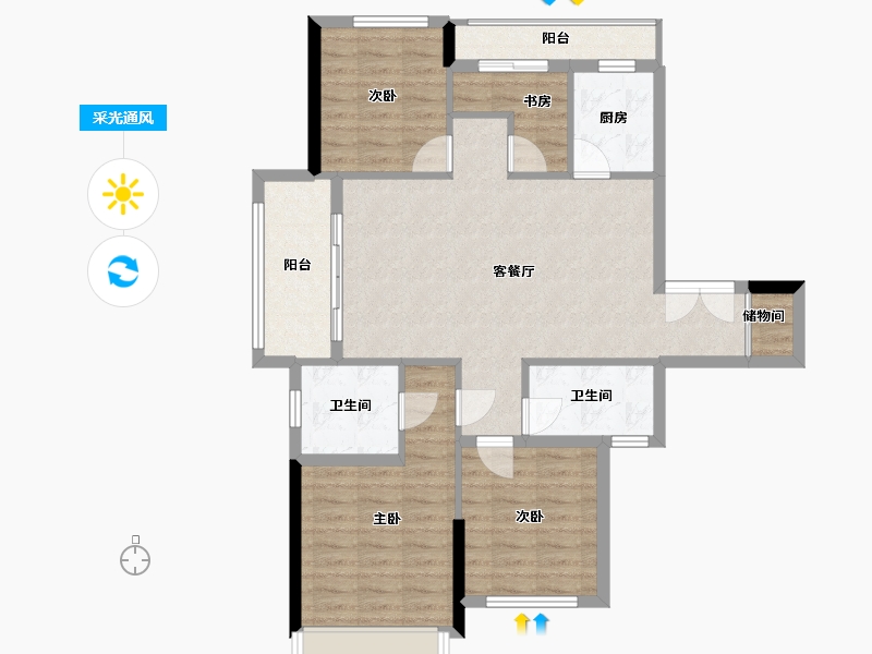 浙江省-丽水市-侨发金宸-95.61-户型库-采光通风