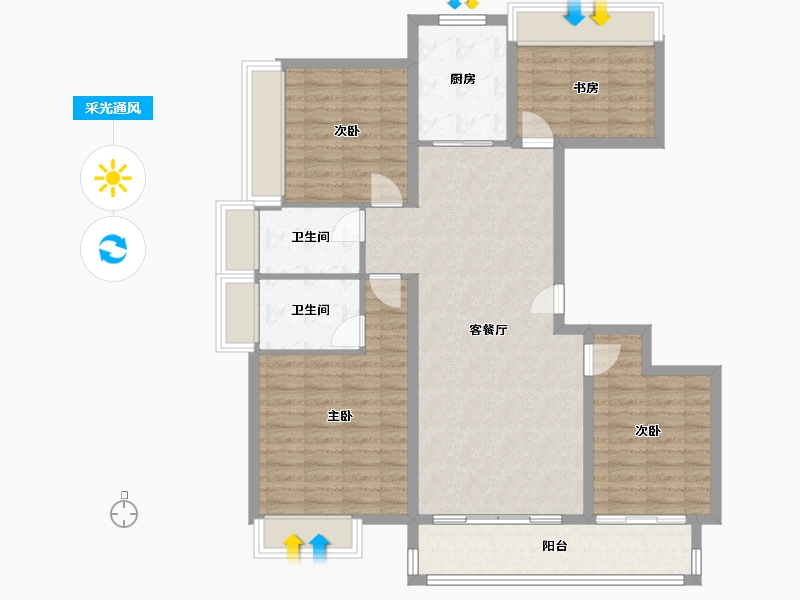 河南省-平顶山市-蔚然花园-110.40-户型库-采光通风