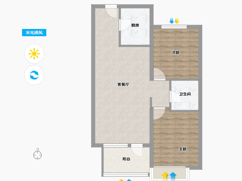 河北省-廊坊市-霸州荣盛枫林苑-64.95-户型库-采光通风