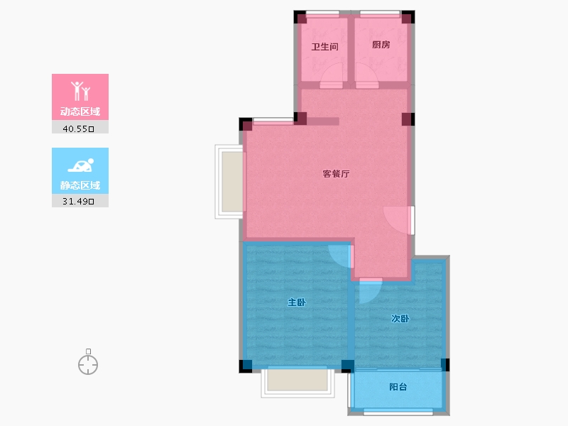 山东省-烟台市-半岛蓝庭-63.64-户型库-动静分区