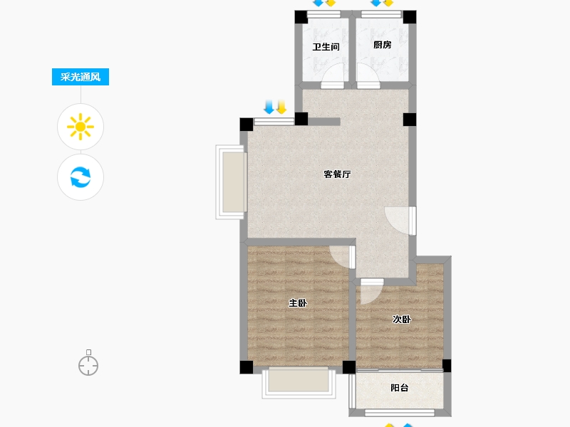 山东省-烟台市-半岛蓝庭-63.64-户型库-采光通风