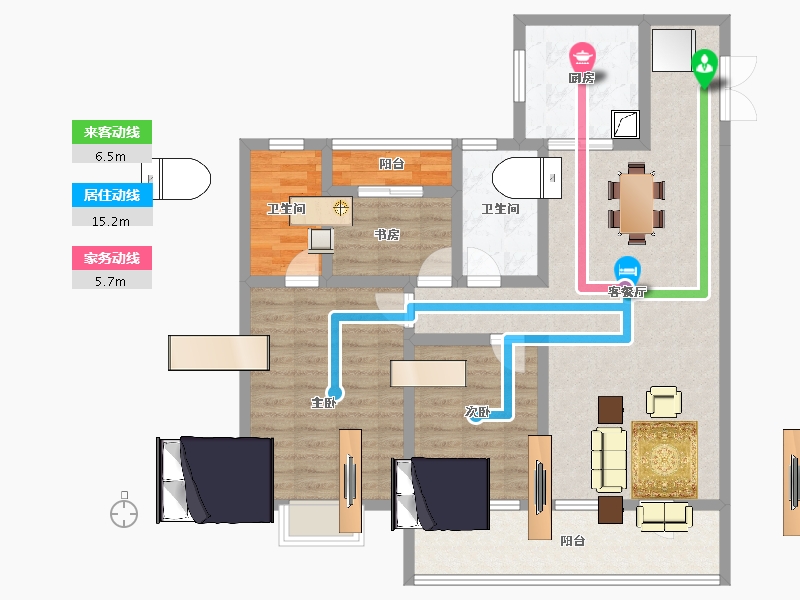 山东省-济宁市-保利时光印象-105.01-户型库-动静线