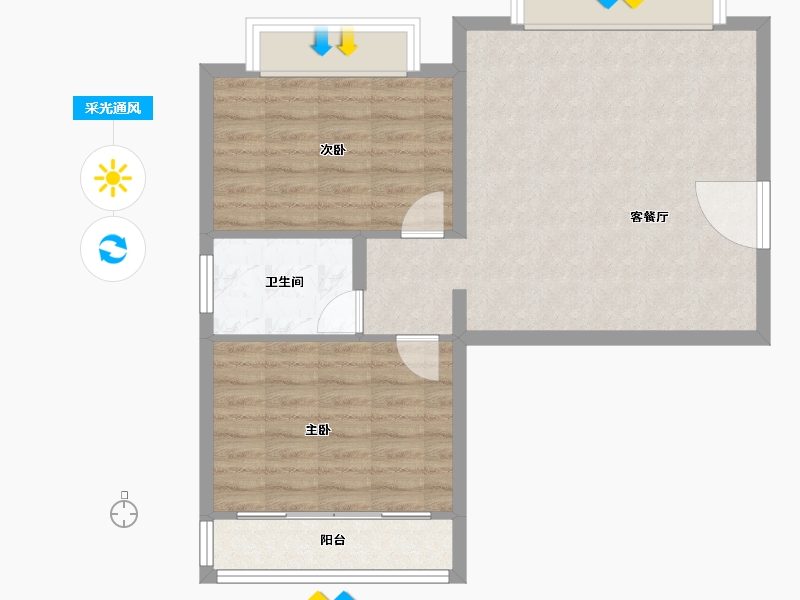 山东省-烟台市-半岛蓝庭-68.30-户型库-采光通风