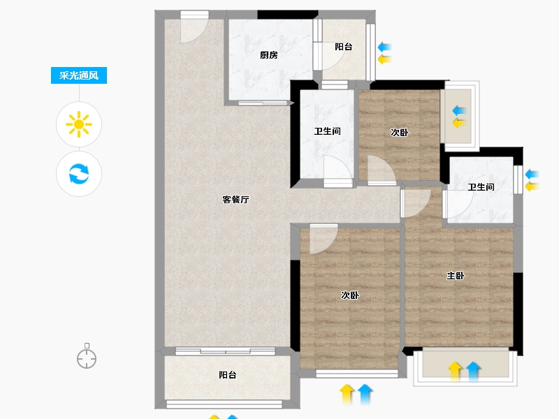 广东省-肇庆市-四会碧桂园明珠花园-78.96-户型库-采光通风