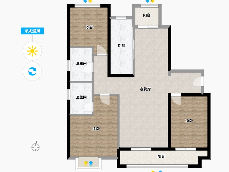 山东省-烟台市-龙昌学府-106.77-户型库-采光通风