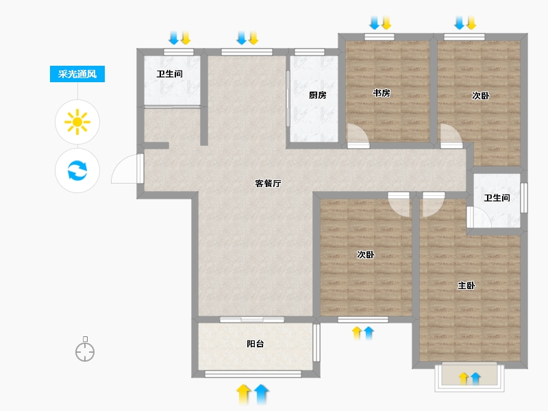 河南省-濮阳市-诚城·幸福里-124.96-户型库-采光通风