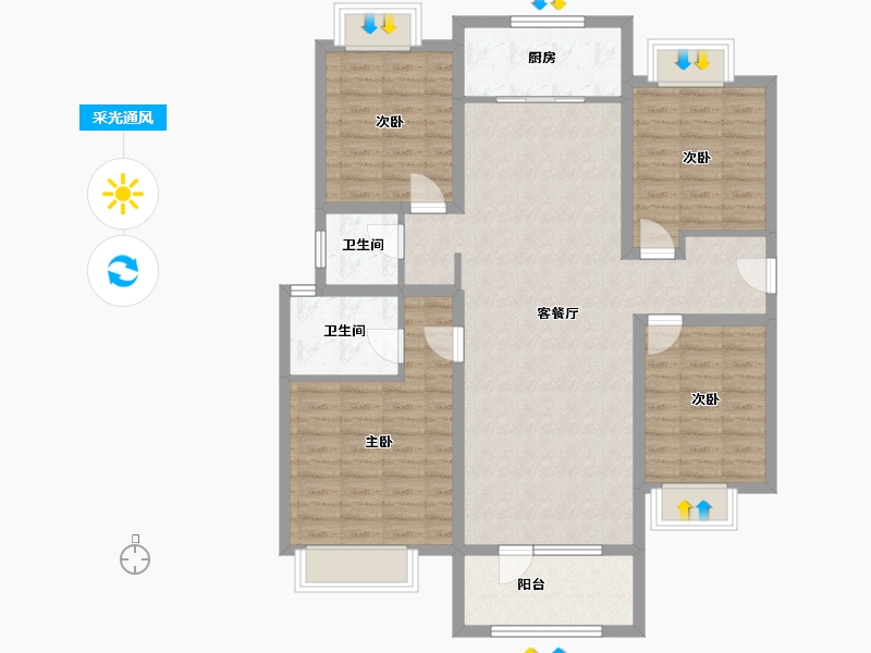 山东省-济宁市-兖州瑞马名门-111.35-户型库-采光通风