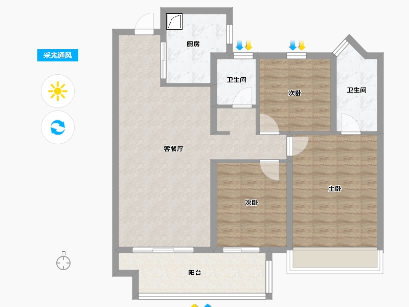 河南省-平顶山市-郏县建业城-92.00-户型库-采光通风