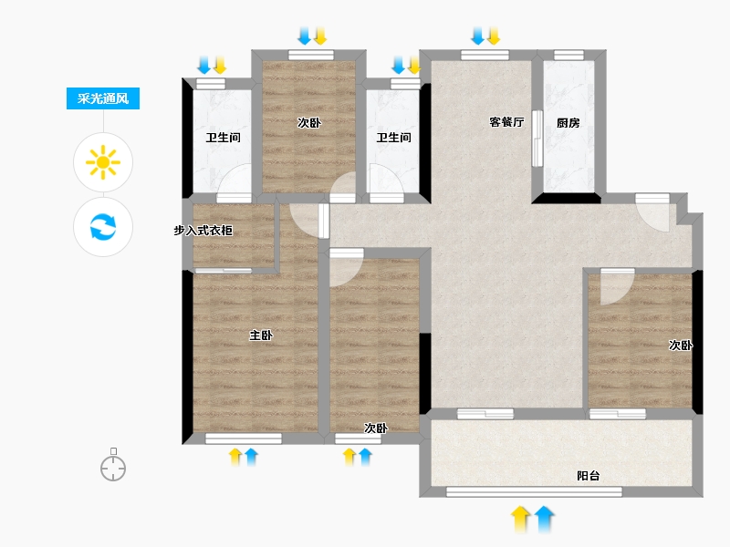 福建省-莆田市-保利城和悦府-88.20-户型库-采光通风