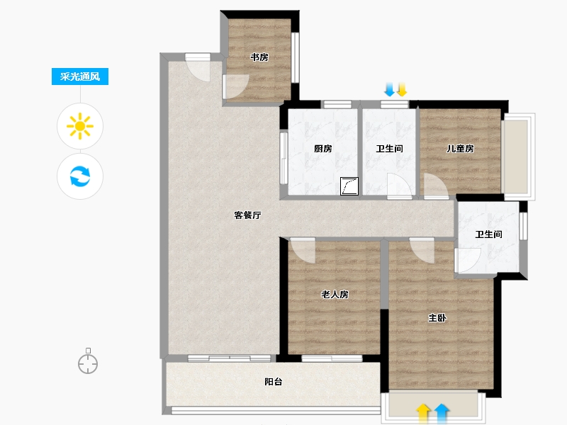 广东省-广州市-广州融创文旅城-B4区-101.00-户型库-采光通风