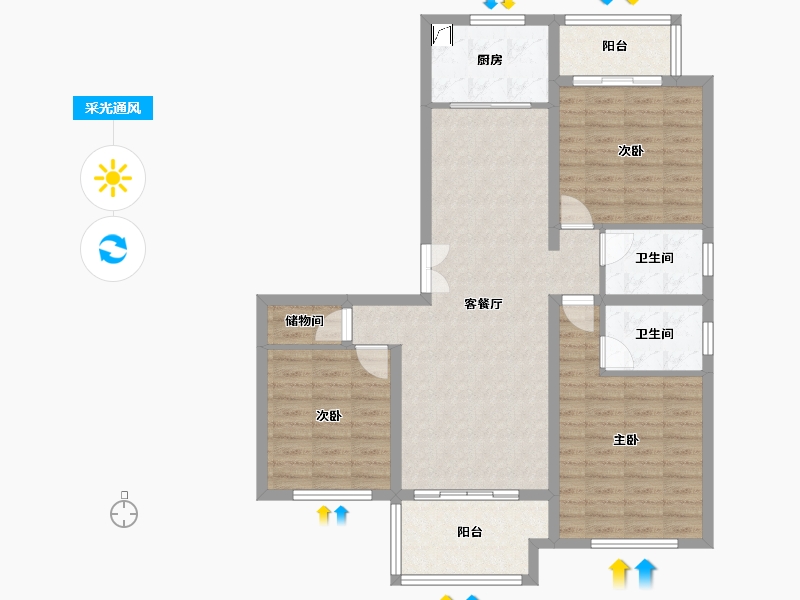 安徽省-黄山市-宝利城市花园-103.00-户型库-采光通风