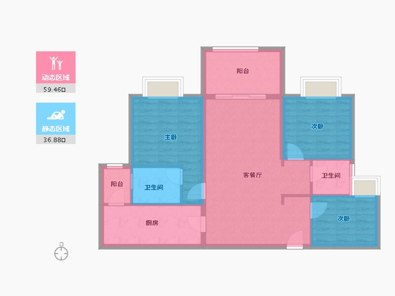 广东省-河源市-兴泰花园三期-86.65-户型库-动静分区