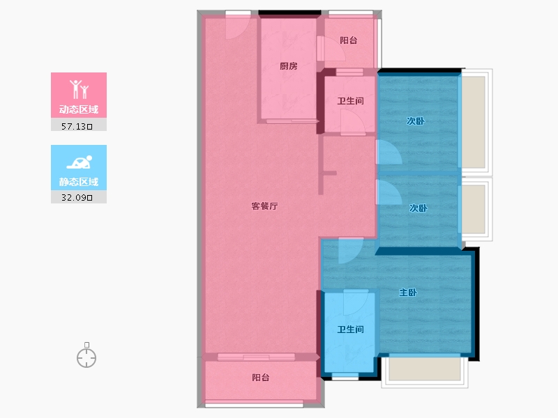 广东省-肇庆市-四会碧桂园明珠花园-79.87-户型库-动静分区