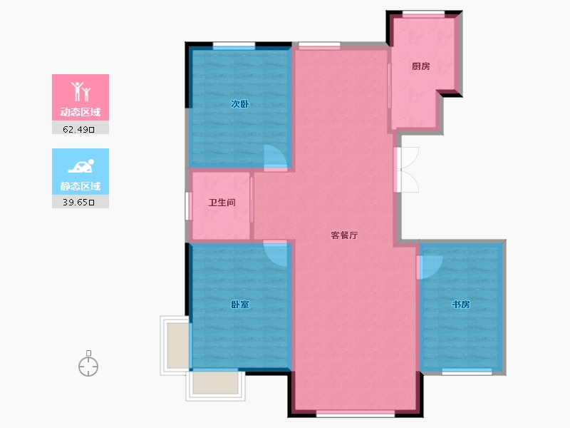 吉林省-松原市-飞达·江玺台-92.30-户型库-动静分区