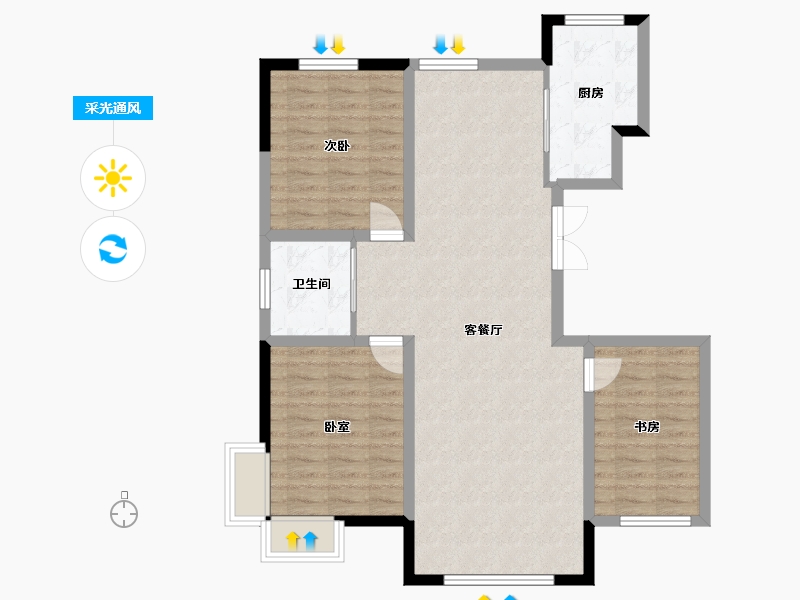 吉林省-松原市-飞达·江玺台-92.30-户型库-采光通风