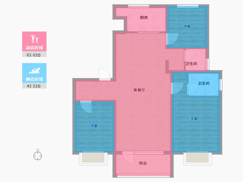 山东省-济宁市-九巨龙龙城公馆-95.00-户型库-动静分区