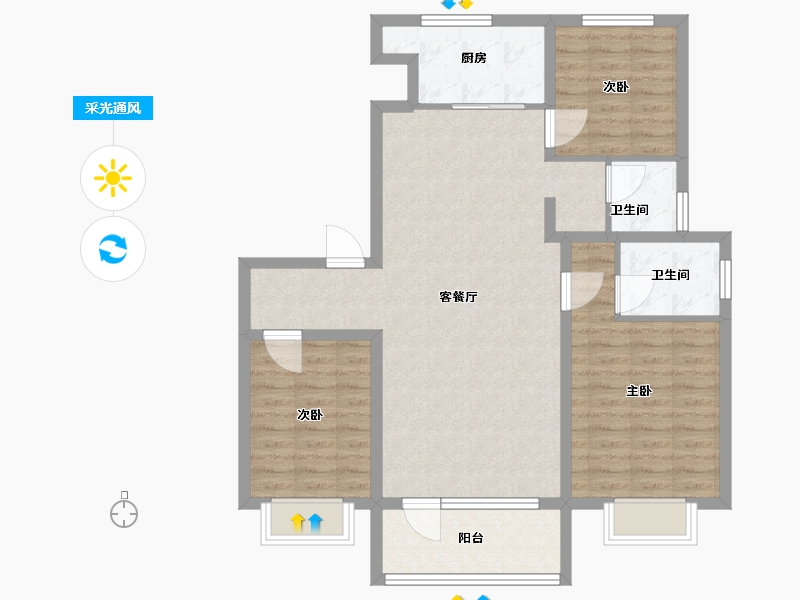 山东省-济宁市-九巨龙龙城公馆-95.00-户型库-采光通风