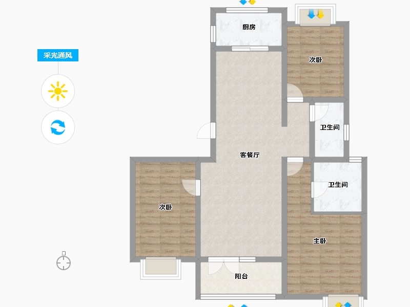 山东省-济宁市-瑞马意墅-101.85-户型库-采光通风