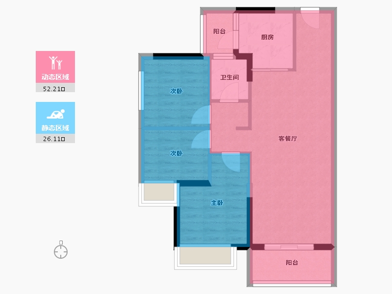 广东省-肇庆市-四会碧桂园明珠花园-69.95-户型库-动静分区