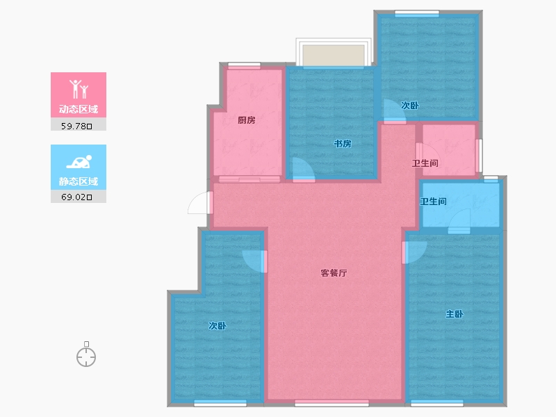 黑龙江省-七台河市-宝泰华府-115.34-户型库-动静分区