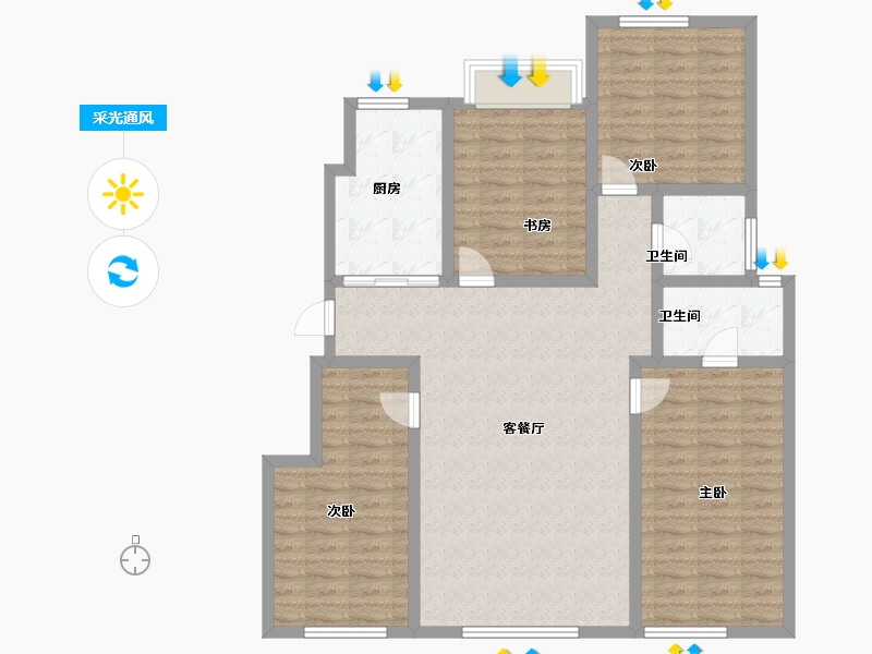 黑龙江省-七台河市-宝泰华府-115.34-户型库-采光通风