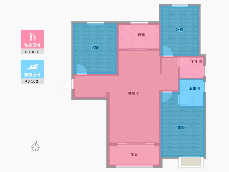 陕西省-渭南市-汇邦沋河瑞府-97.60-户型库-动静分区