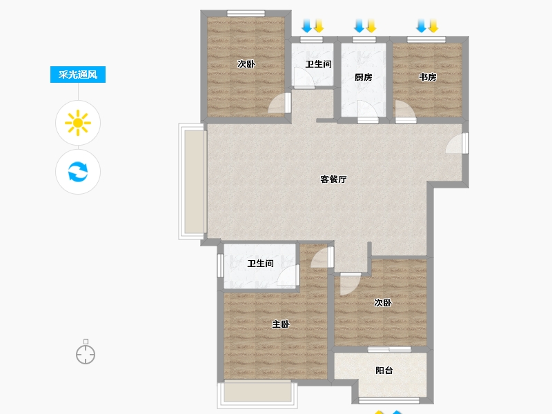 山东省-济宁市-绿地国际城-108.25-户型库-采光通风