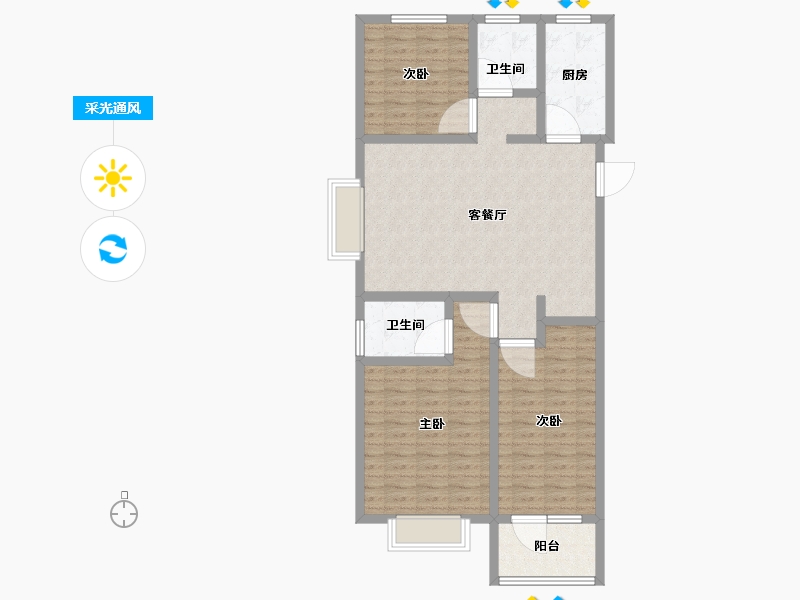 山东省-济宁市-九巨龙龙城公馆-100.00-户型库-采光通风