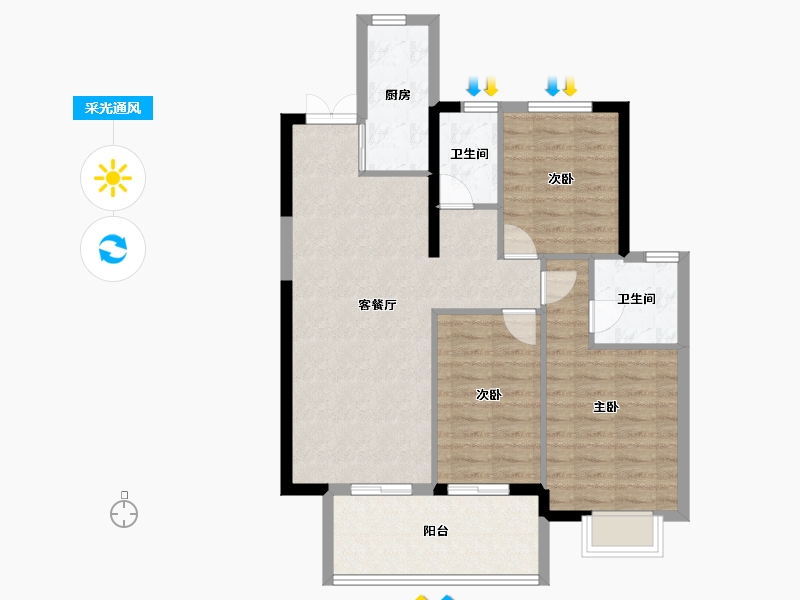 福建省-莆田市-凯天青山城峰璟-86.90-户型库-采光通风