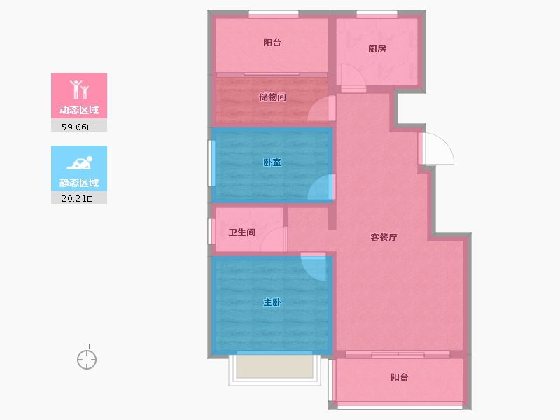 江苏省-淮安市-圣海天鹅湖畔-70.46-户型库-动静分区