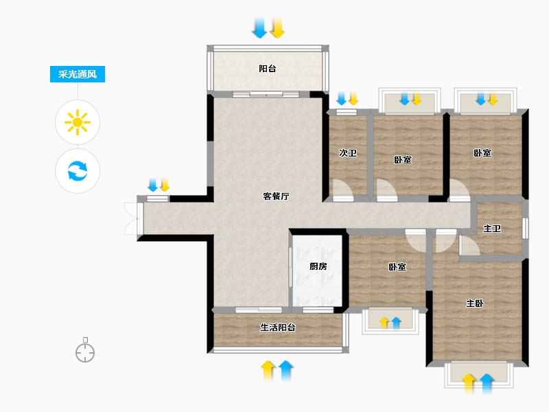 湖南省-邵阳市-壹号名邸-111.45-户型库-采光通风