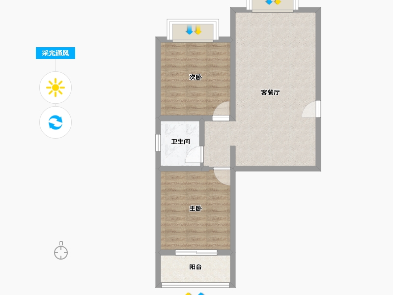 山东省-烟台市-半岛蓝庭-62.59-户型库-采光通风