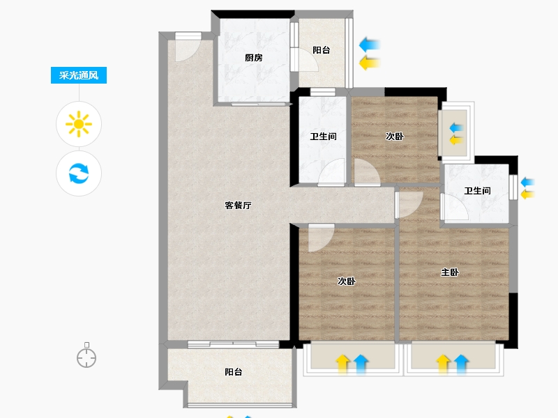 广东省-清远市-篁胜新城-84.67-户型库-采光通风