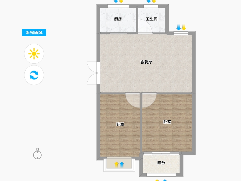 山东省-烟台市-紫金世家-72.00-户型库-采光通风